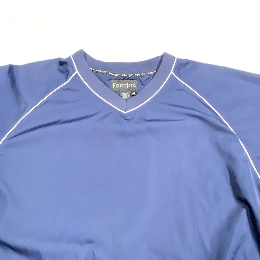 FootJoy Golf Shirt Mens XL Navy V Neck Short Sleeve Cover Up Windbreaker - Picture 3 of 9